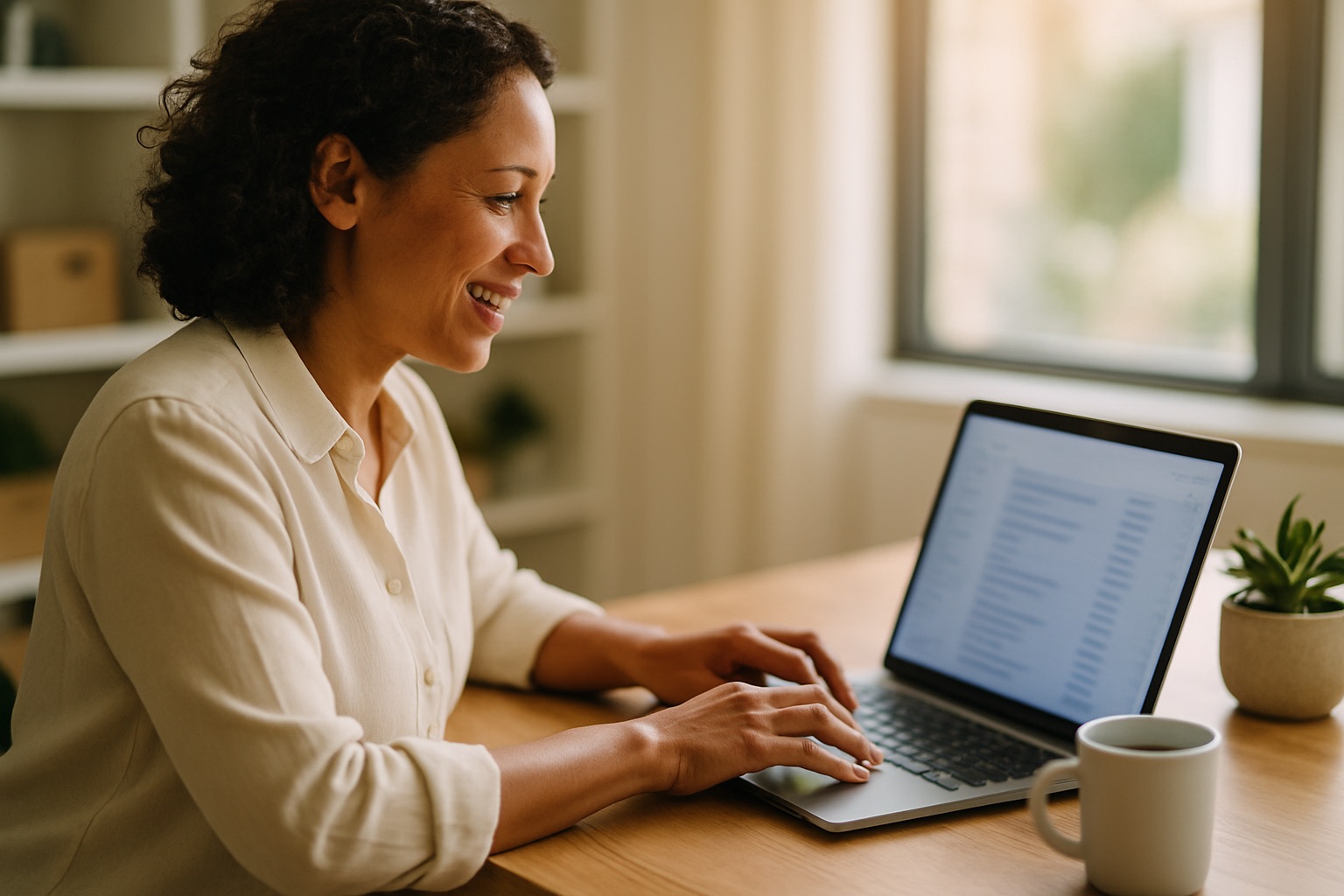 Business owner working through an email inbox on a laptop